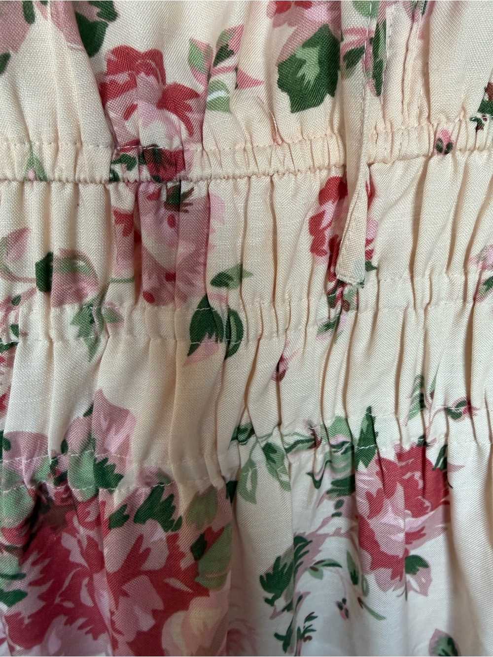 Romantic Pink Floral Maxi Dress with V-Neck and Smocked Waist - Picture 7 of 8